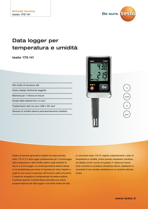 Testo - 目录 Data logger per temperatura e umidità testo 175 H1