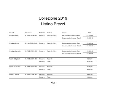 Zilio A&C - Price list 2019