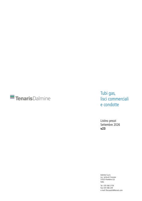 Tenaris - Price list Ottobre 2026