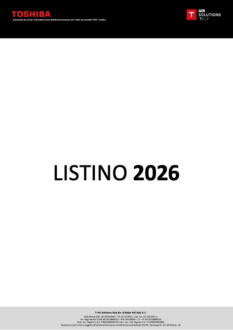 Toshiba Italia Multiclima - Прайс-лист 2026 - Rev. 1