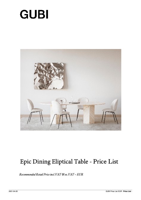 Gubi - Lista de precios Epic Dining Eliptical Table