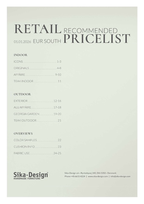 Sika Design - Price list 2026