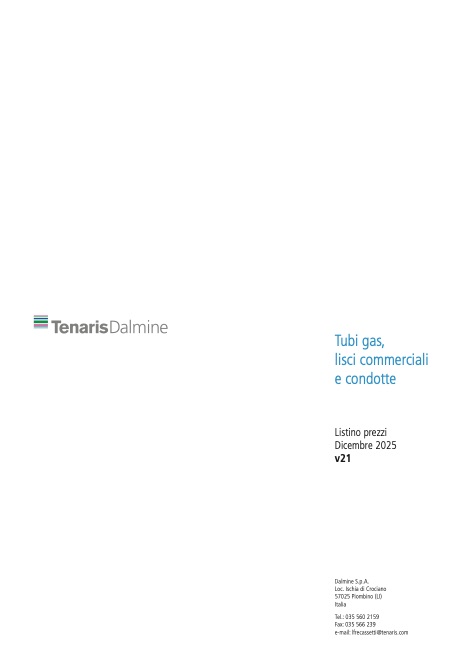 Tenaris - Прайс-лист V21 | Dicembre 2025