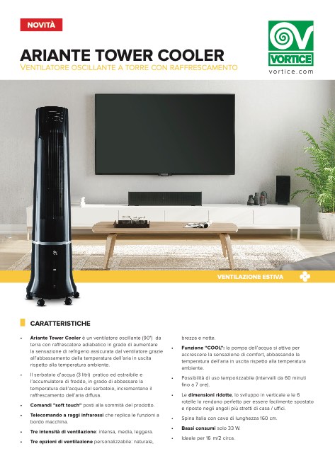 Vortice - Catalogue ARIANTE TOWER COOLER