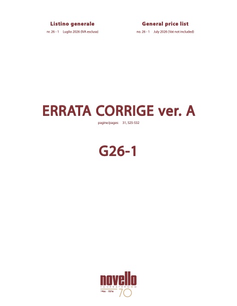 Novello - Liste de prix Errata Corrige