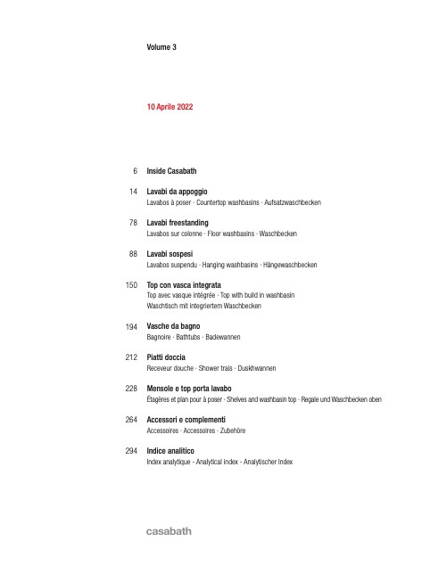 Casabath - Lista de precios Volume3 - Lavabi, Vasche, Piatti doccia, Accessori