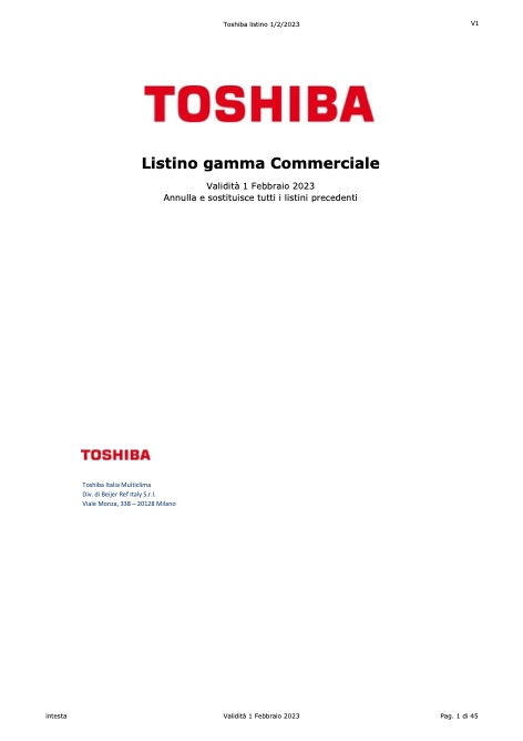 Toshiba Italia Multiclima - Price list Gamma Commerciale