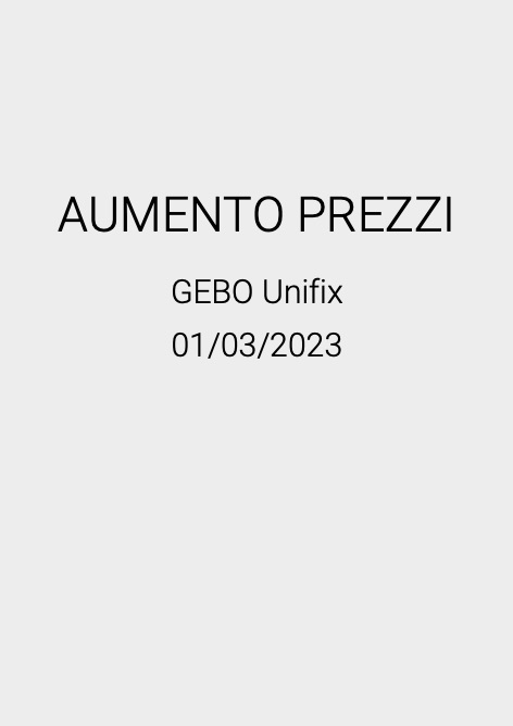 Gebo - Price list AUMENTO PREZZI